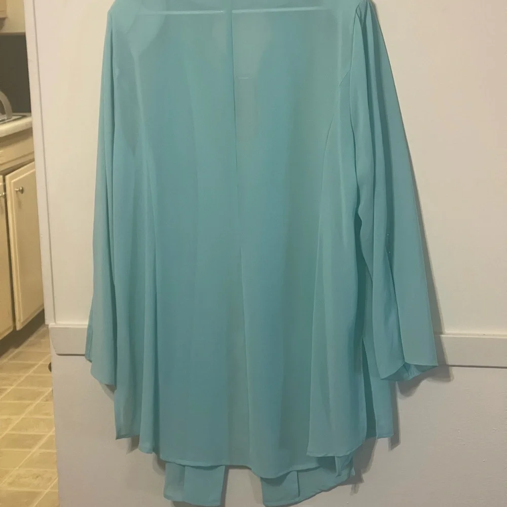 Tally Taylor Light Blue Blouse zise 22W Sherlock 100% polyester Linning - Picture 5 of 7